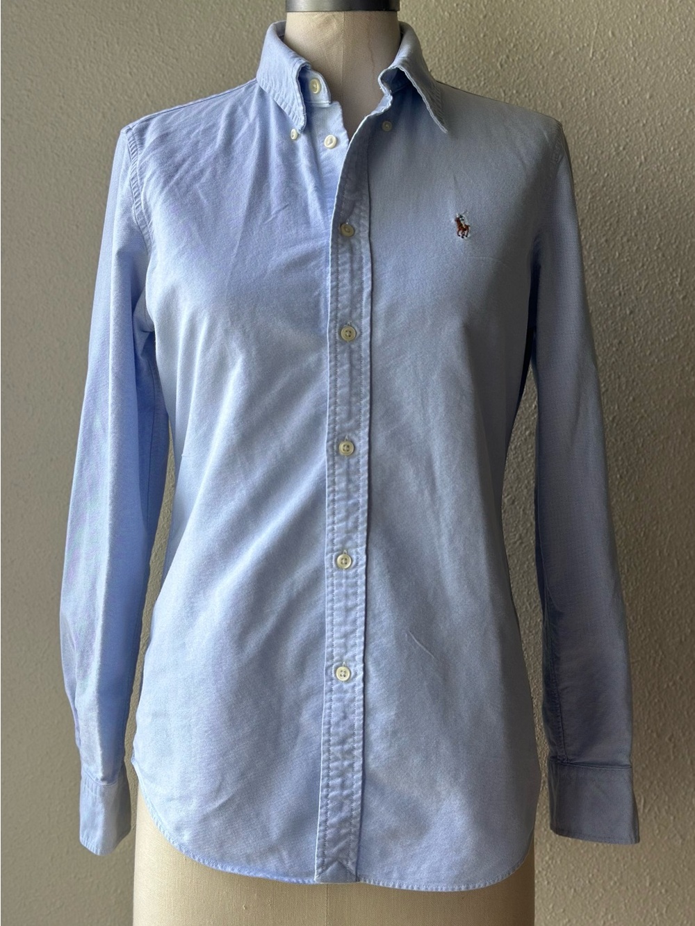 Polo Ralph Lauren Women’s Custom Fit Oxford Shirt Light Blue Button Down Small
